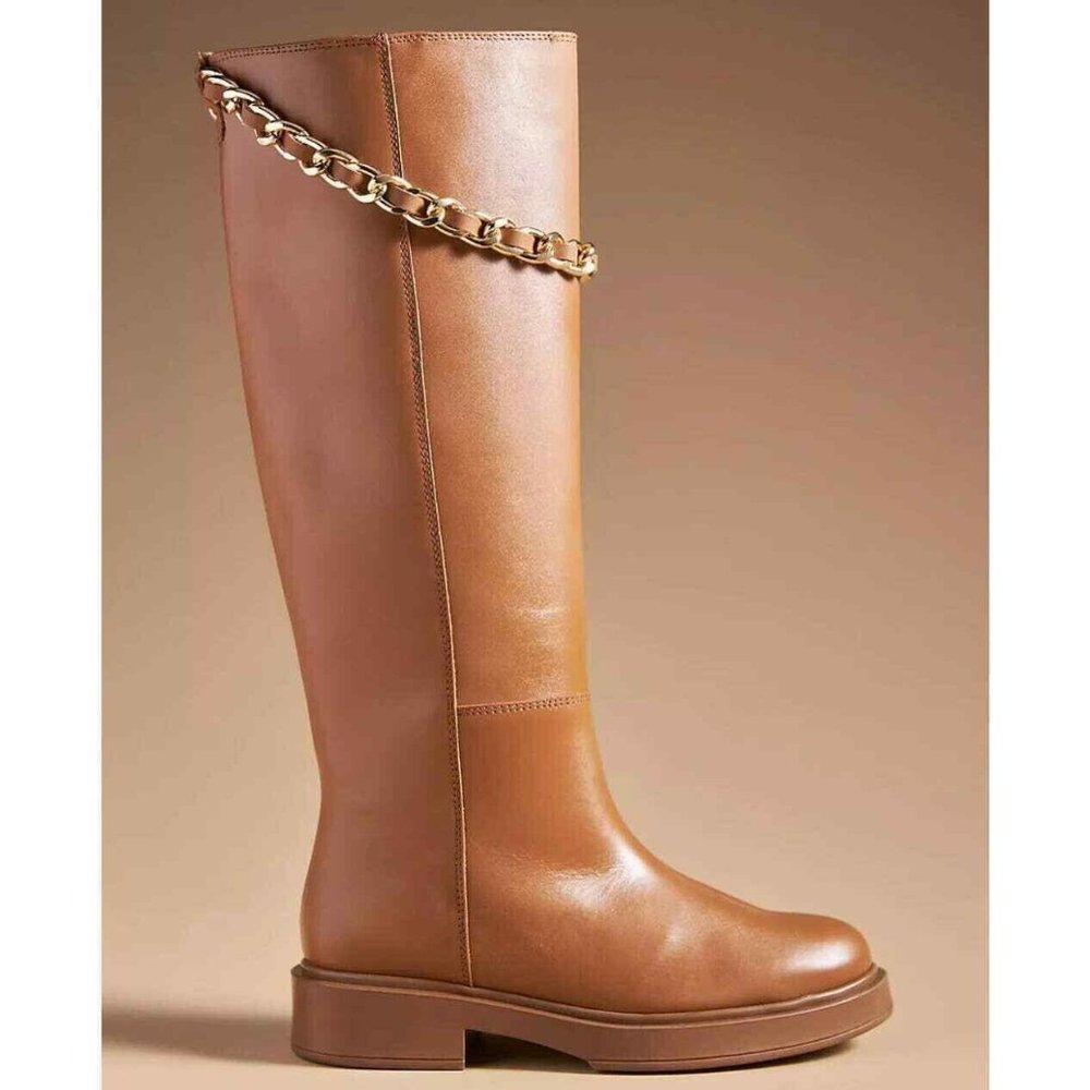 ALOHAS Brown Leather Sole Pier Tall Boots with Chain size 38 and 40 available